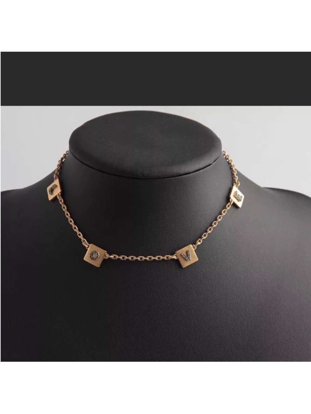 Tory Burch Gold-Tone Square Letter Charm Necklace